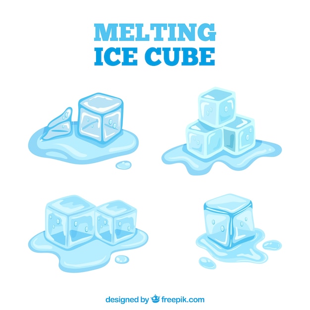 Free vector melting ice cubes with flat design