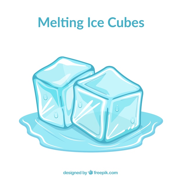 Cubetti di ghiaccio in fusione con design piatto