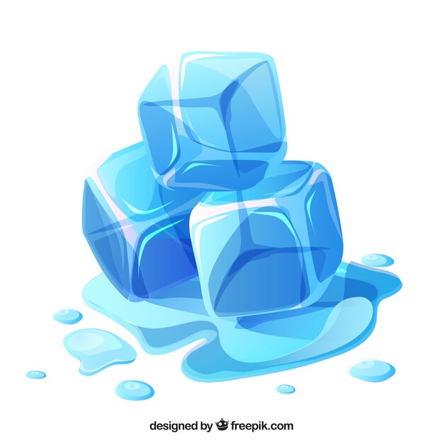 Melting ice cubes with flat design