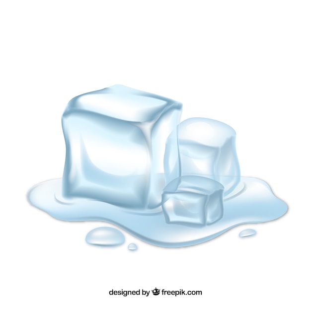 Плавление кубиков льда с реалистичным стилем