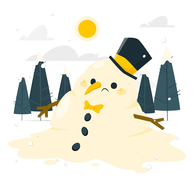 Free vector melting snowman concept illustration