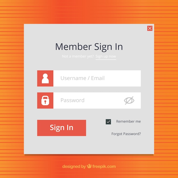 Free vector member login form