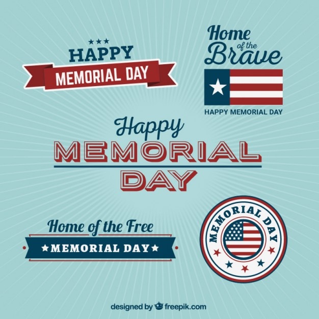 Free vector memorial day badges collection