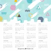 Free vector memphis 2018 calendar