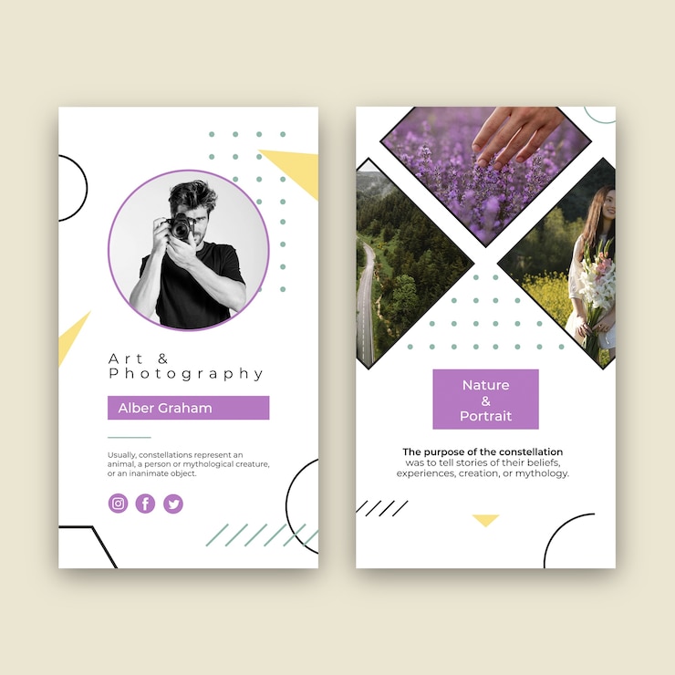 Free Vector memphis alber graham photographer instagram story template