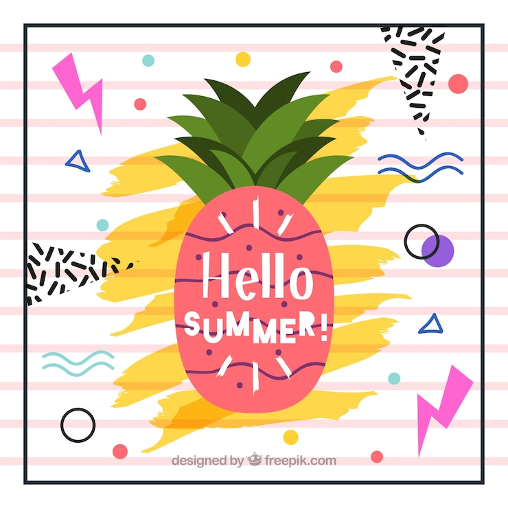 Free Vector memphis background with a colorful pineapple