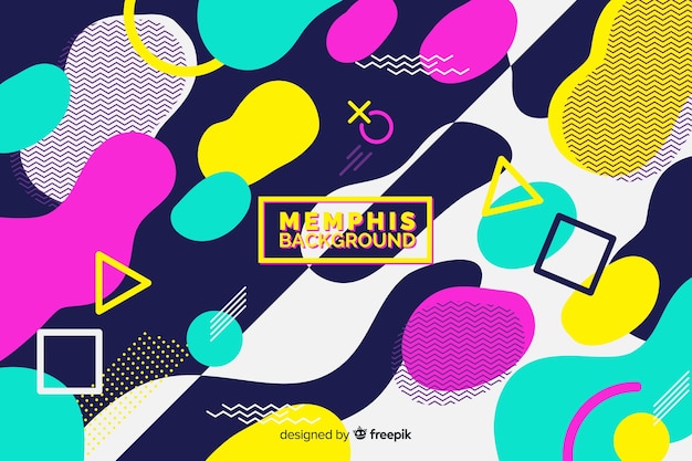 Memphis background with colourful shapes