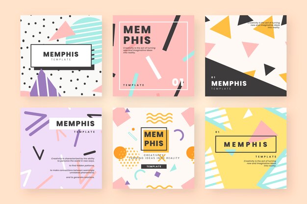 Memphis card template collection