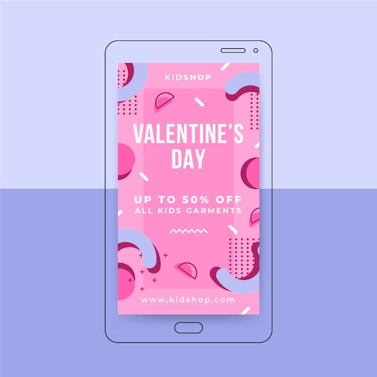 Free Vector memphis child-like valentine's day instagram story