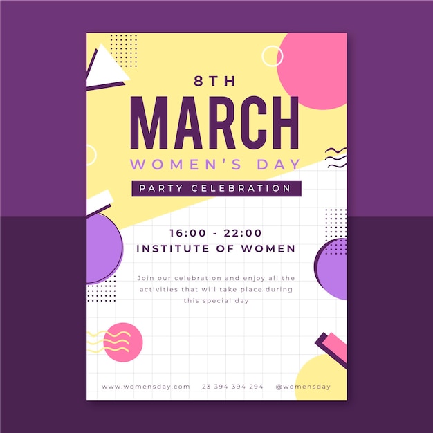 Free vector memphis child-like women's day poster