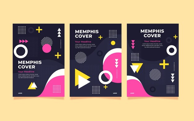 Vettore gratuito set di copertine colorate di memphis