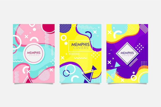 Set copertina dal design colorato di memphis