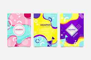 Free vector memphis colorful design cover set