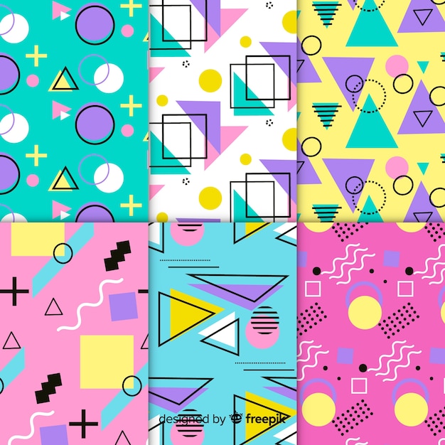 Free vector memphis colorful pattern collection