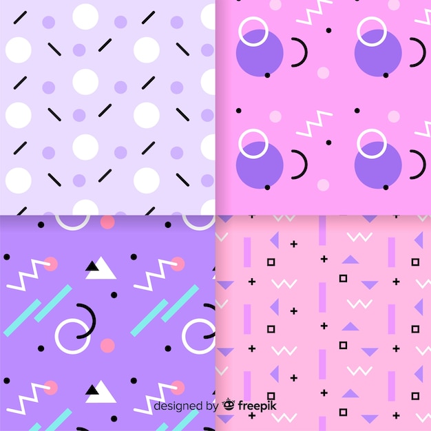 Free vector memphis colorful pattern collection