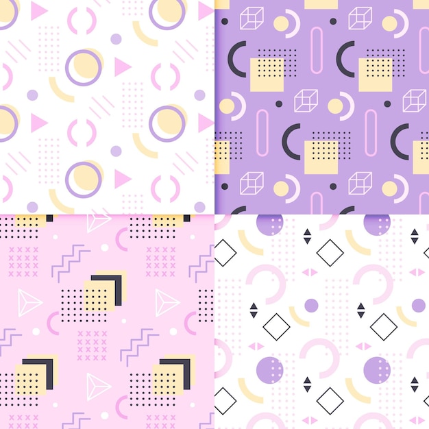 Free vector memphis colorful pattern collection