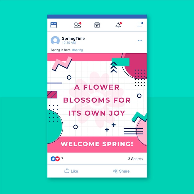 Free vector memphis colorful spring facebook post