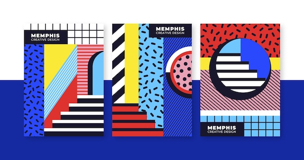 Vettore gratuito collezione di copertine di memphis