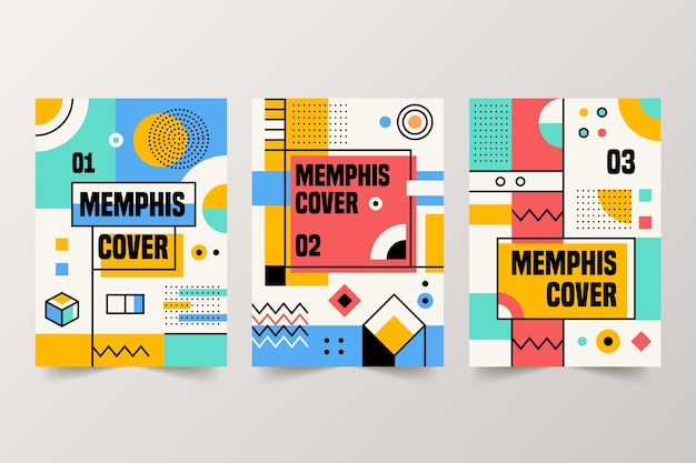 Free vector memphis design colorful cover collection