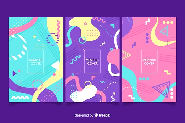 Free vector memphis design cover collection