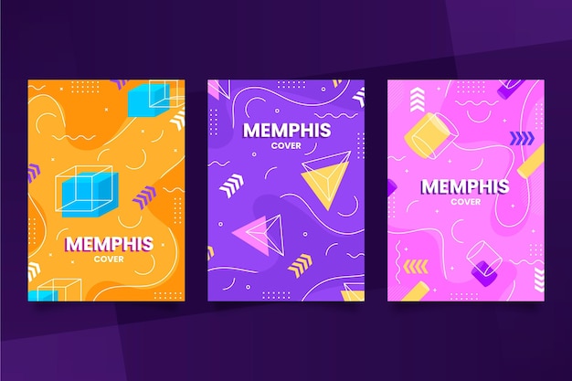 Free vector memphis design cover collection