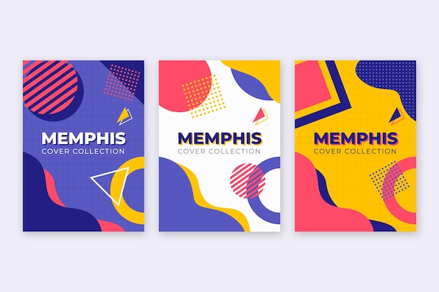 Vettore gratuito collezione di copertine di design di memphis