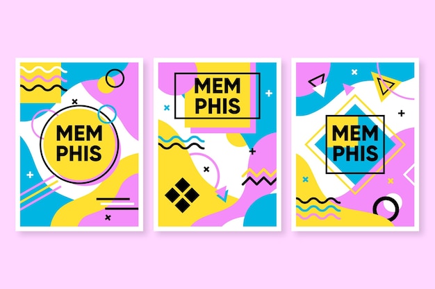 Free vector memphis design cover collection