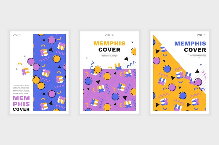 Free Vector memphis design cover collection