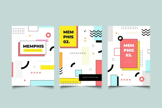 Vettore gratuito collezione di copertine di design di memphis