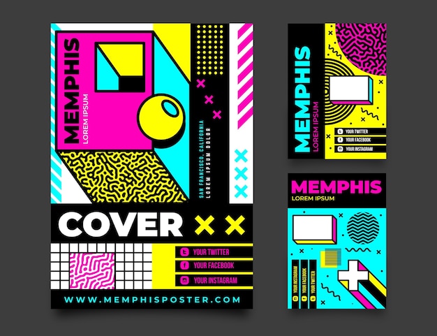 Free vector memphis design cover collection