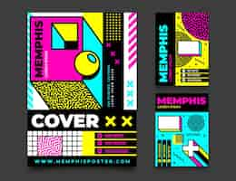 Vettore gratuito collezione di copertine di design di memphis