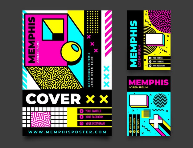 Коллекция обложек memphis design