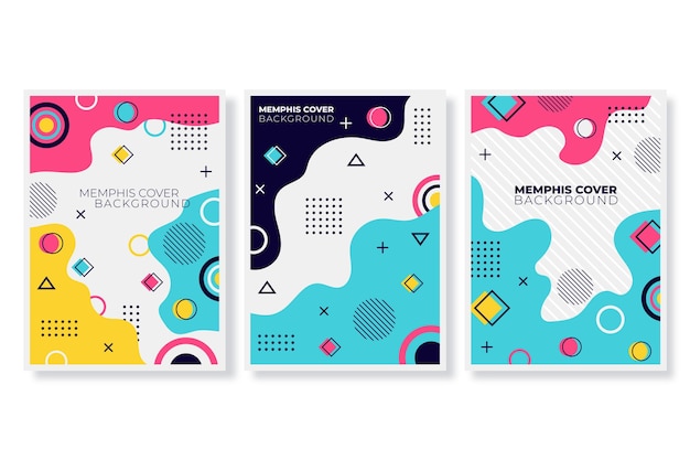 Free vector memphis design cover collection