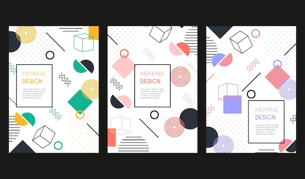 無料ベクター メンフィスデザインカバーコレクション
