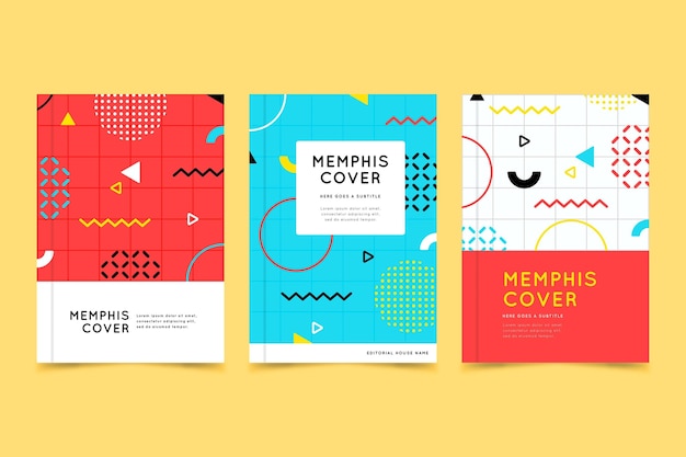 Free vector memphis design cover collection