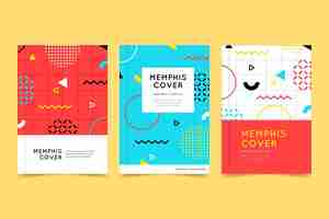 Vettore gratuito collezione di copertine di design di memphis