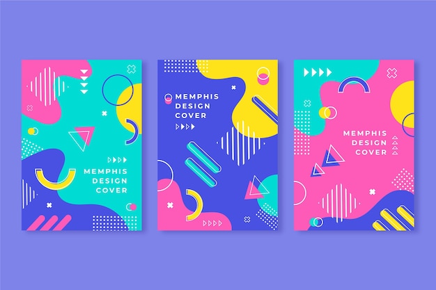 Vettore gratuito collezione di copertine di design di memphis