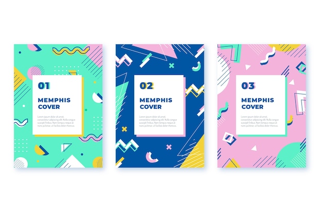 Free vector memphis design cover collection