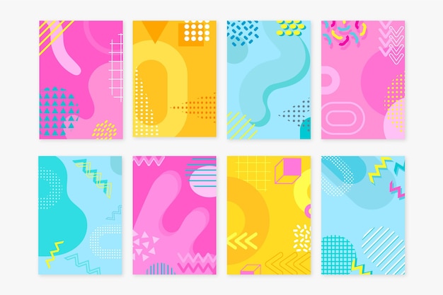 Free vector memphis design cover collection