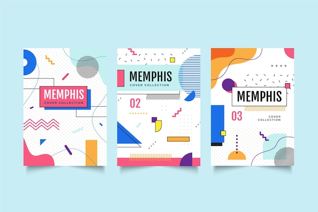 Free vector memphis design cover collection