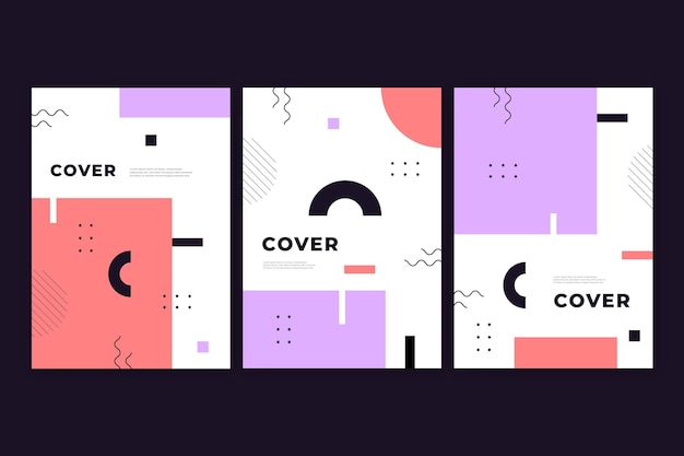 Free vector memphis design cover set