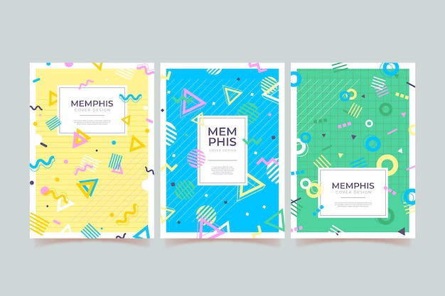 Free vector memphis design cover set