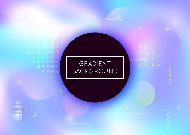 Memphis gradient background with liquid shapes Dynamic holograp