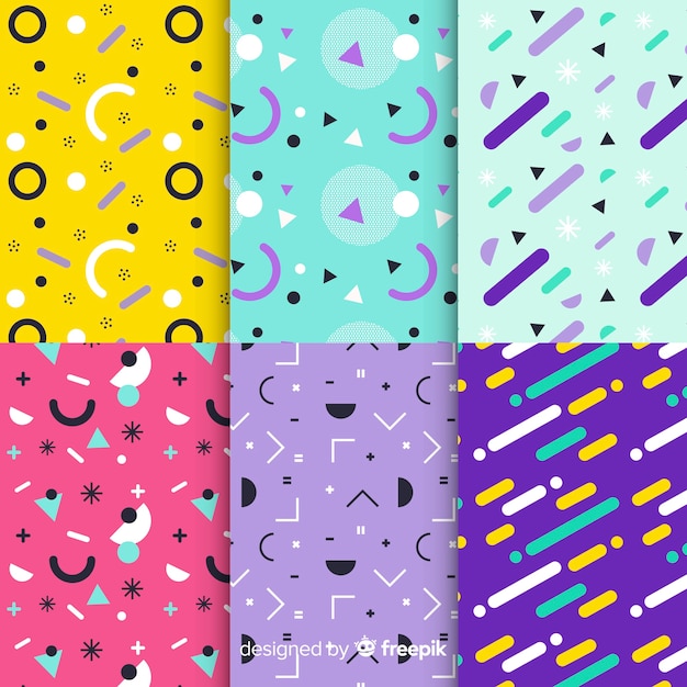 Free vector memphis graphic pattern collection design