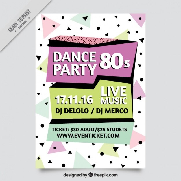 Memphis modern eighties party brochure 