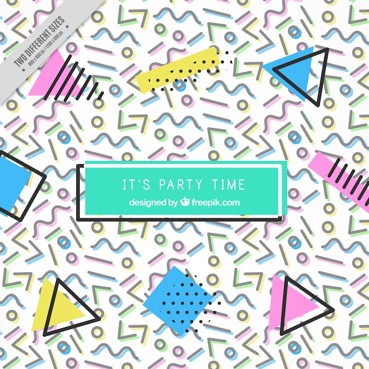 Free Vector memphis party background with geometric shapes