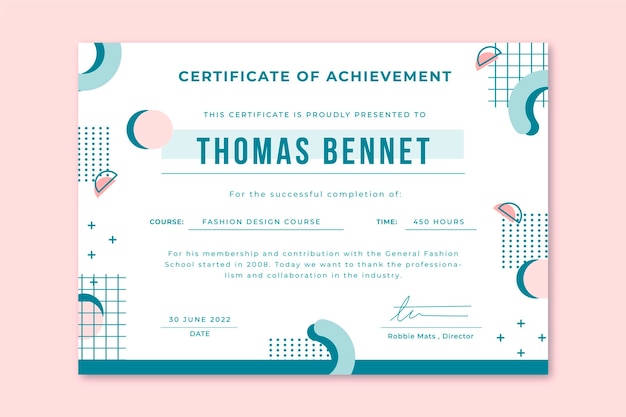 Сертификат об образовании пастель мемфис
