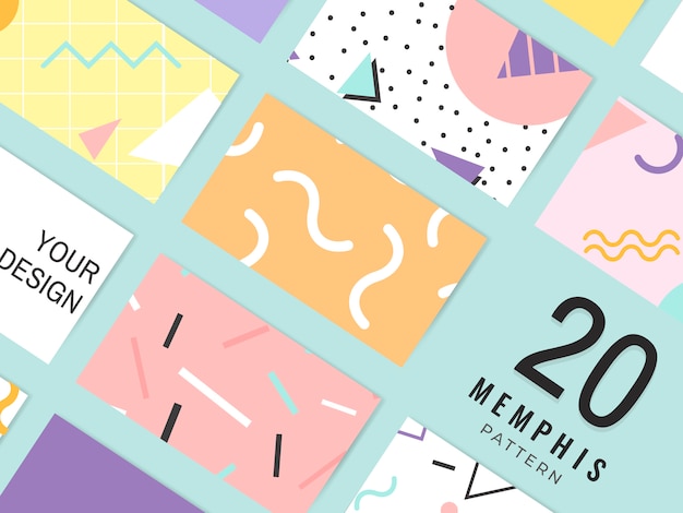 Free vector memphis pattern cards collection