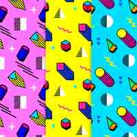 Free vector memphis pattern collection concept