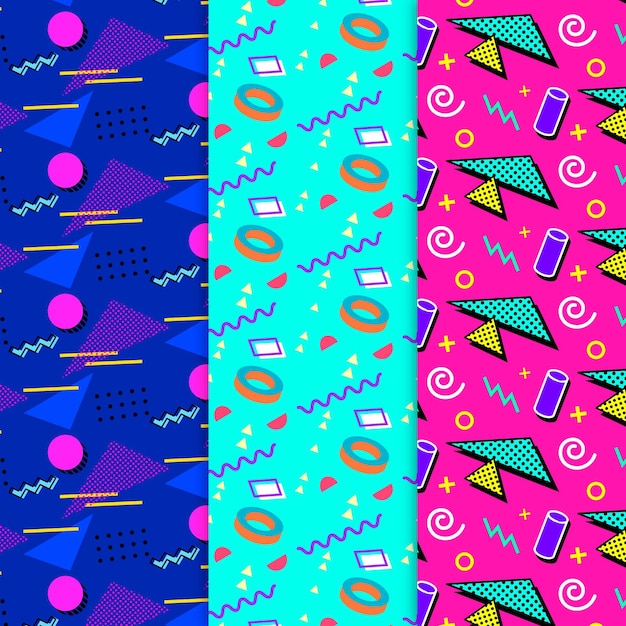 Free vector memphis pattern collection theme